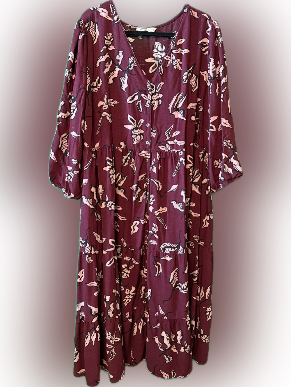 Sonoma Burgundy Floral Maxi Dress